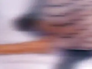 Petite tsgirl in fishnets dildoing her small asshole